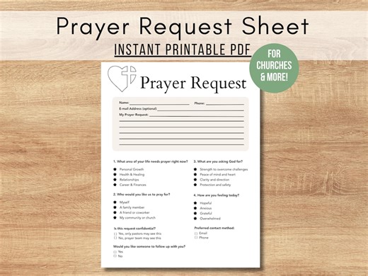 Prayer Request Sheet | Instant Digital Download PDF | Church, Community, Admin, VBS, & More - Etsy UK