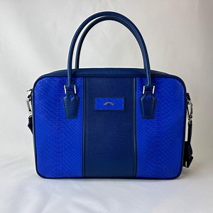 Electric Blue Python Laptop Bag | Genuine Snakeskin Briefcase | Luxury Leather Business Bag | White Nappa Lining | Shoulder Strap Mens Gift - Etsy