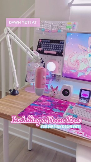 Setting Up a White Boom Arm for a Pink Dawn Yeti Microphone