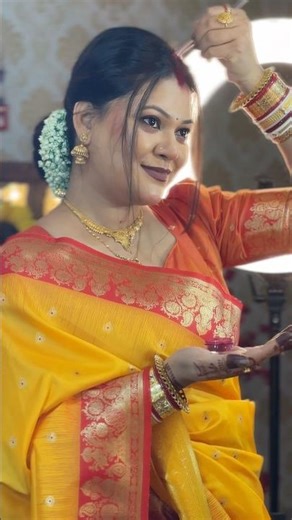 Bengali Traditional Look for wedding reception or festivals. hairstyle makeup 💄 sindur look 🥰🤩🥀