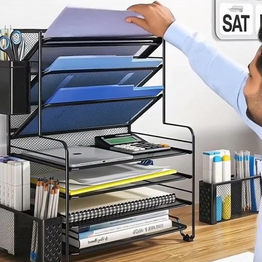 📂 Metal Desk File Organizer | Professional Workspace Organization