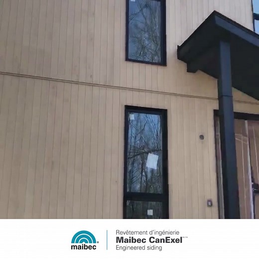 Voici à quoi ressemble le revêtement Maibec CanExel VStyle sur un projet réel. Dans ce cas-ci, l’entrepreneur est Tom Layer de McLayer Inc. et le revêtement fut installé par Groupe GN en utilisant la couleur Scandinave. Que pensez-vous de ce merveilleux design épuré sans joints, avec uniquement des moulures de transition? ___ This is how Maibec CanExel VStyle looks like on a project. In this case, the contractor was Tom Layer from McLAyer Inc. and the siding installed by Groupe GN the colour Sca