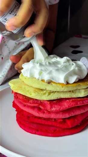 Valentine’s Day Breakfast idea #pink #pancakes #food #breakfast #pancakesrecipe