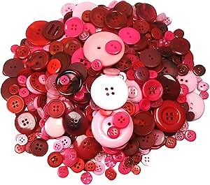 600-700 pcs Round Resin Buttons Assorted Sizes for Crafts Sewing DIY Manual Button Painting DIY Valentine's Day Gift Handmade Ornament Buttons, 2 Holes and 4 Holes (Red)