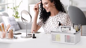 Plastic Shower Caddy Dorm: Portable Bathroom Caddy Organizer with Handle and Holes, Cleaning Basket, Hard Shower Basket Storage Tote for Toiletry, College Dorm Room Essentials White/Silver