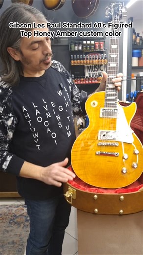 Gibson Les Paul Standard 60's Figured Top Honey Amber Custom Color #Gibson #gibsonlespaul #gibsoguit