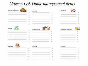 Grocery List Printable, Printable Grocery Template, Grocery Food Checklist , Instant Download PDF - Etsy