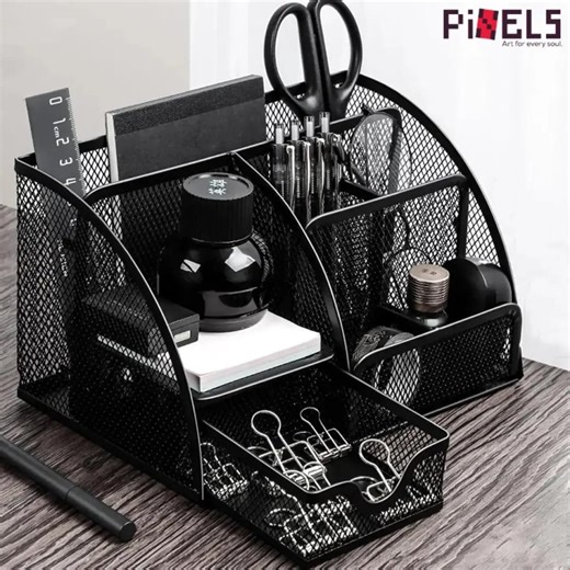 Seven compartments. Zero clutter. The 7-Grid Mesh Organizer makes space for productivity. Order link: https://www.pixelsultra.com/categories/desk-organizer | Pixels