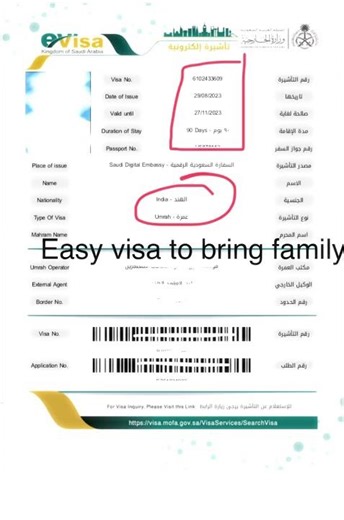 Process cycle of Umrah Visa