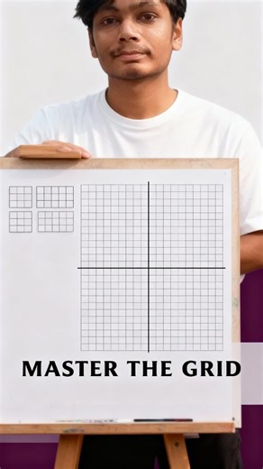 Online Drawing Classes | Worldwide on Instagram: "Grid ka matlab cheating nahi hota. Cheating tab hoti hai jab tum samajhne ke bajay copy karte ho. Grid tumhe structure sikhaata hai — aur ek din sirf 2 lines hi kaafi hoti hain. #DrawingBasics #ArtLearning #GridMethod #SketchingTips #ArtistMindset"