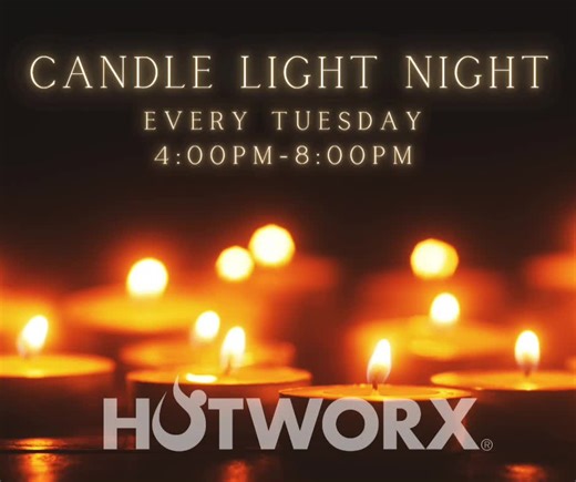 Soft lights. Deep sweat. Total reset 🕯️ Candlelight Night happens every Tuesday night by popular request ✨ Come unwind, glow, and move with us at HOTWORX 🔥 Starting Tuesday January 20th from 4-8 pm! Bring a guest to get an extra entry in our raffle🔥