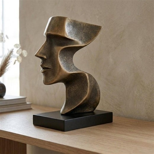 Modern Bust Statue Bronze, Abstract Face Art Decor - Etsy