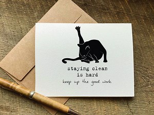 Sobriety Card / Staying Clean is Hard, Keep up the Good Work / Sobriety Gift / Soberversary / Recovery Card / One Year Sober - Etsy
