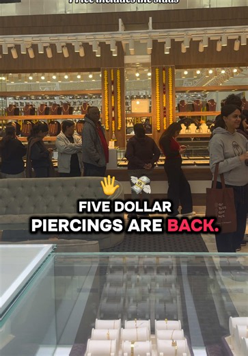 ✨ $5 PIERCINGS ARE BACK ✨ This Friday, May 29 only! Come see us from 10 AM – 7 PM for $5 piercings — including piercing studs 💎 #surrey #deal #piercing #caflon #shriganeshjewellers
