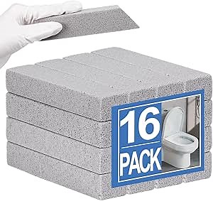 Herda 16 Pack Pumice Stone Toilet Bowl Cleaning, Powerfully Pumice Stick for Toilet Cleaning Hard Water Rings, Calcium Buildup, Rust, Pumice Stone for Cleaning Stove, Tub, Grill, Swimming Pool, Sink