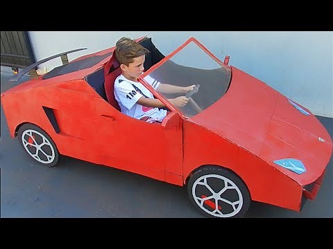 How to Make super cars from carton cover and electric drill, LAMBORGHINI WITH CARDBOARD AND PVC PIPE