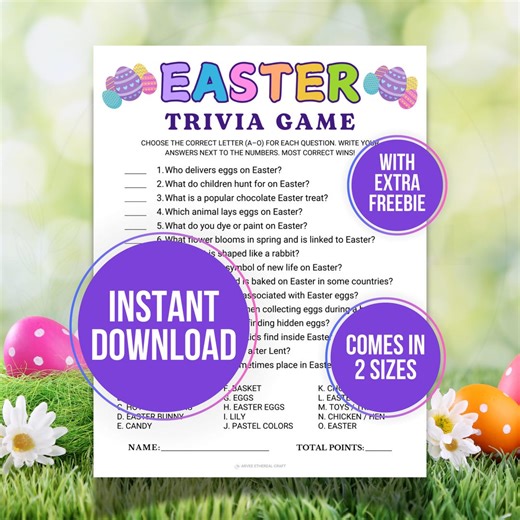 Printable Easter Trivia Game, General Knowledge Quiz Game, Fun Facts, Trivia Quiz, Fact or Fiction, Brain Teasers Games, Easter Party Games - Etsy