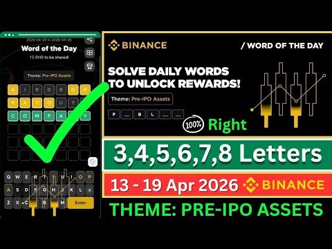 Theme Pre-IPO Assets | Binance Crypto WODL Answers Today | All Letters WOTD