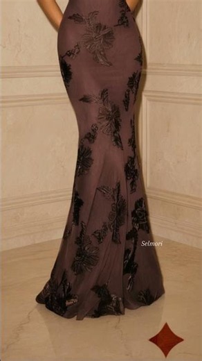 Chocolate Brown Floral Maxi Dress | Elegant Formal Evening Gown