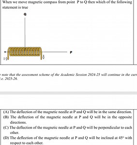When we move a magnetic compass from point P to Q, which of the... | Filo