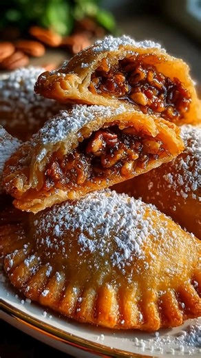 There’s something irresistibly Southern about these golden, crispy hand pies filled with gooey, nutty pecan filling. They’re everything you love about classic pecan pie — rich, buttery sweetness and crunchy nuts — but wrapped up in a warm, portable, deep-fried treat. Perfect for holidays, parties, or anytime your sweet tooth calls. What You'll Need 1 cup chopped pecans ½ cup packed brown sugar ½ cup corn syrup (light or dark) 1 tablespoon melted butter 1 teaspoon vanilla extract Pinch of salt Fo