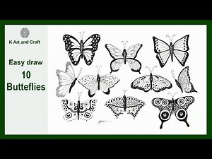 How to draw easy Butterfly step by step very easy 10 doodle Butterflies drawing