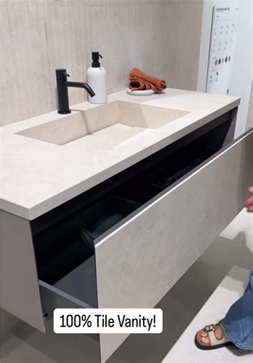 Innovative Tile Vanity with Hidden Compartments