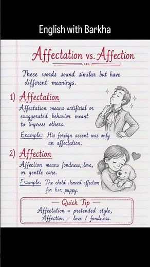 Affection or Affectation? Learn the Difference in 30 Seconds#shorts #englishw