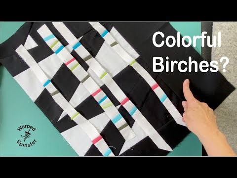 Colorful Birches ? Another Improv Quilt With Leftover B&W Piece