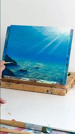 Easy Underwater Painting 🫧 🌊 #art #painting #paintingtutorial #acrylicpainting #shorts