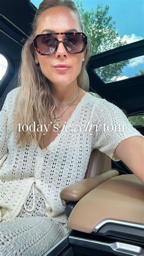 Amy Jackson on Instagram: "most asked question right now…my jewelry, specifically the charm necklace! Sharing all the details on what I’m wearing when you comment SHOP! also linked my swim coverup and sunglasses just in case you wanted those links too."