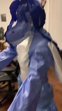 Testing fit of a new pvc inflatable angel dragon suit