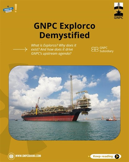 GNPC Explorco Demystified 🔍 What exactly is Explorco and why does it matter to #Ghana’s energy future? As GNPC’s technical exploration and production subsidiary, Explorco plays a vital role in deepening Ghana’s #upstream capabilities and advancing our goal of operatorship. In this week’s #NeedToKnow, we break down the who, the why, and the how behind GNPC Explorco — the engine driving our upstream performance. #GNPCExplained #Explorco #Upstream #EmpoweringDreams | GNPCGhana