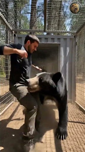 Man vs Giant Bear Cage Moment 😳 #shorts