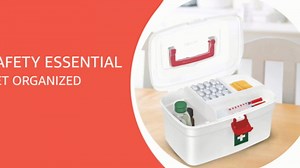 MILTON Medical Box, First Aid Empty Medicine Storage Box Organizer Family Emergency Kit Detachable Tray Easily Accessible with a Transparent Lockable Lid White - Set of 2