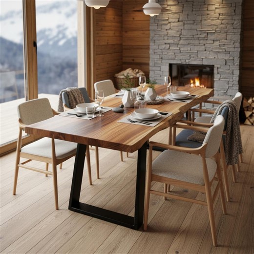 Walnut Dining Table | Solid Wood Live Edge Kitchen & Dinner Room Table | Custom Sizes - Etsy