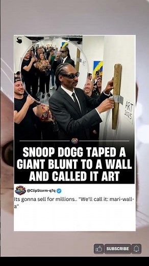 SNOOP DOGG TAPED A GIANT BLUNT TO A WALL AND CALLED IT ART#trending #snoopdogg