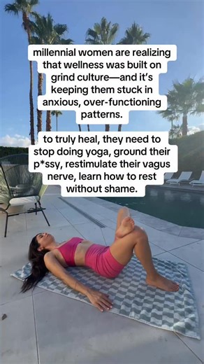 Somatic Exercises with Liz Tenuto on Instagram: "you can DO LESS wellness and you’ll actually heal more👇🏼 here’s the thing! you can’t heal from chronic stress by doing a lot of wellness to get out of it... your heart is 100% in the right place but when you “work hard” to heal you’re reinforcing patterns over over-working, achieving, and perfectionism when you try too hard to heal like this, you stay stuck in the stress cycle and that blocks your ability to heal! that keeps you in survival mode