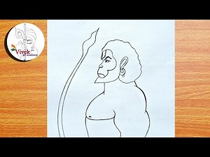 easy Hanuman drawing for beginners, Lord Hanuman pencil drawing step by step