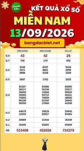 Southern Lottery Results for 9/13/2026 - Southern Lottery - Sunday Southern Lottery - xosomiennam