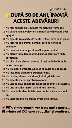 ✨După 50 de ani, învață aceste adevăruri #personalitate #motivatie #adevaruri