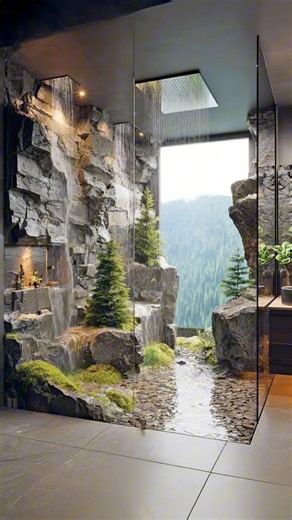 Wow! This nature scene shower looks absolutely incredible! 😱👏 | Inspiring Designs