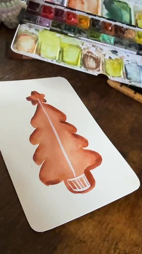 15K views · 206 reactions | Hand-painted gingerbread Christmas tree ✨ Super beginner-friendly + packed with cozy holiday vibes. Burnt sienna for the cookie, Dr. PH Martin Bleed Proof White for that icing magic. Perfect for Christmas cards and gift tags!  Make sure to add this to your list of things you want to paint this season! #watercolorart #gingerbreadart #christmascardideas | Fluffypigeon Art | Facebook