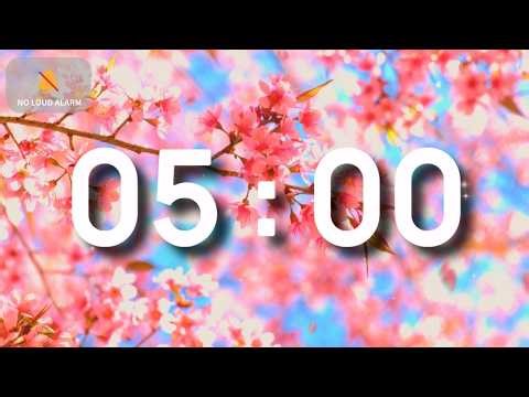 5 Minute Timer with Music for Classroom Relaxing - Spring Cherry Blossoms | NO Loud Alarm