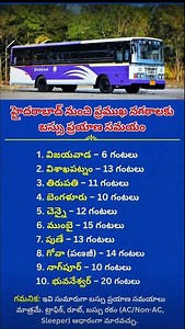 Hyderabad to Popular Cities Bus Travel Times | Telangana Road Trip Time Guide #teluguhealthfacts