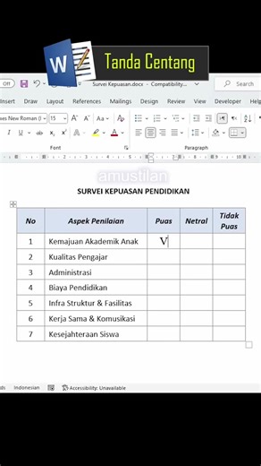 cara buat centang cuman 1 detik di word🤩✨ #word#msword#viral#fyppppppppppppppppppppppp