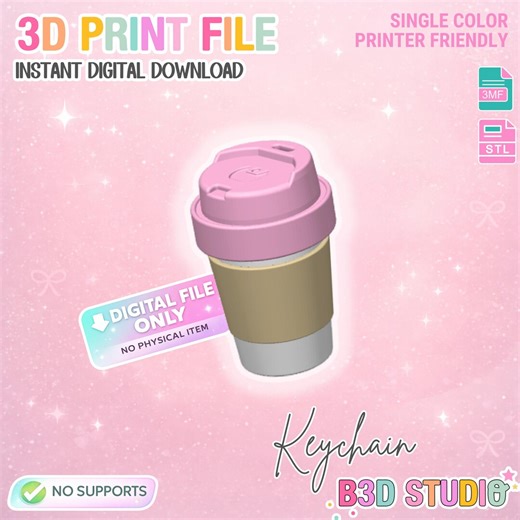 Coffee Cup Container Keychain: Lip Balm Holder (STL + 3MF Digital Download) - Etsy