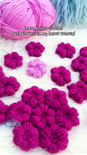 Thick Floral Texture: Crochet Puff Flowers Together #crochet