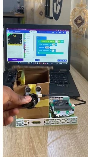 Automated Dustbin with Micro:bit | Ultrasonic Sensor + Servo Motor DIY #coding #microbit