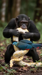 77K views · 2K reactions | Chimpanzee Fights Off Albino Python To Save Bird! #rescue #animals #Wildlife | Laugh, Cry and Smile | Facebook